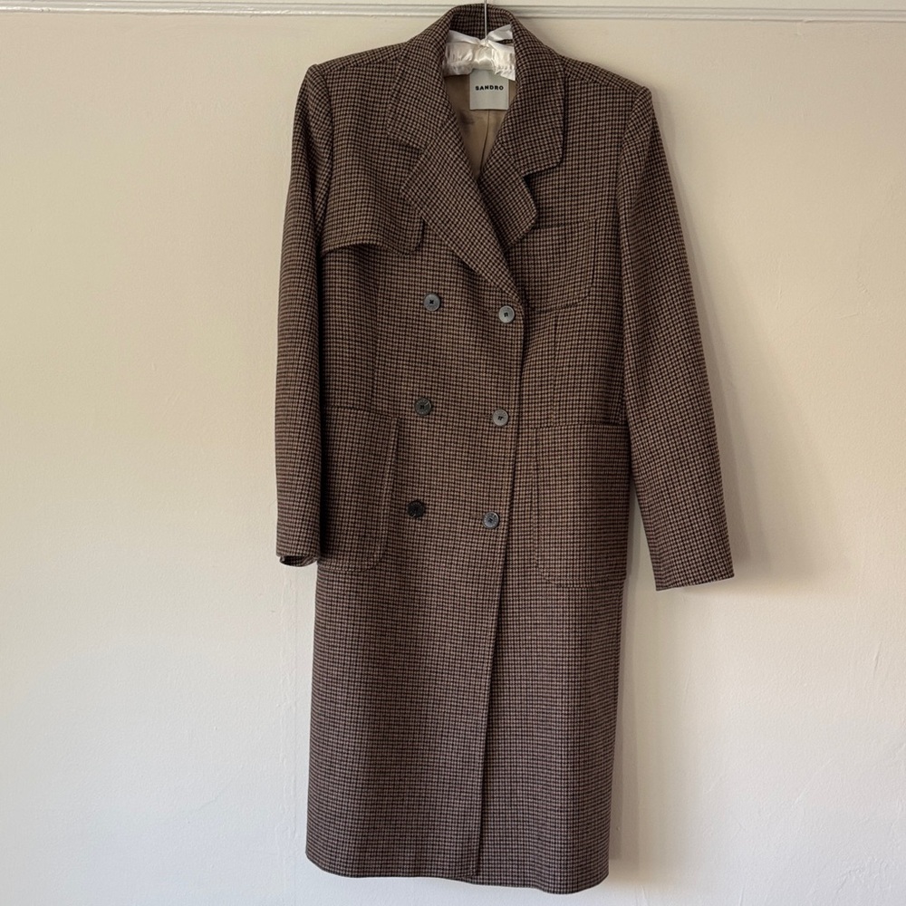 Sandro Brown Houndstooth Coat